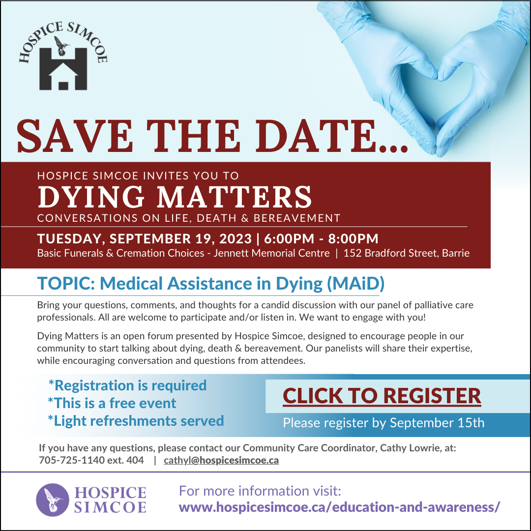 Save the date, dying matters notice