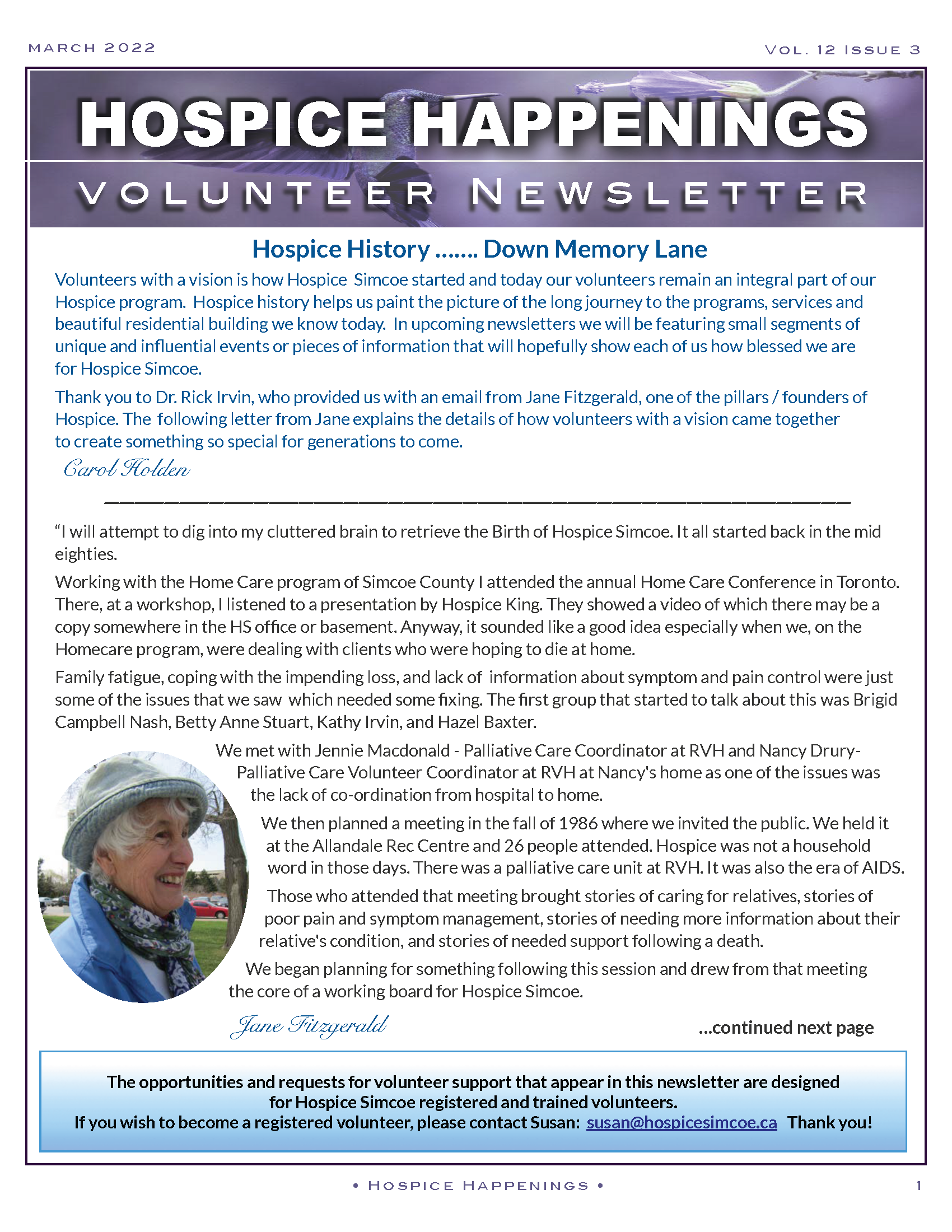 Volunteer newsletter