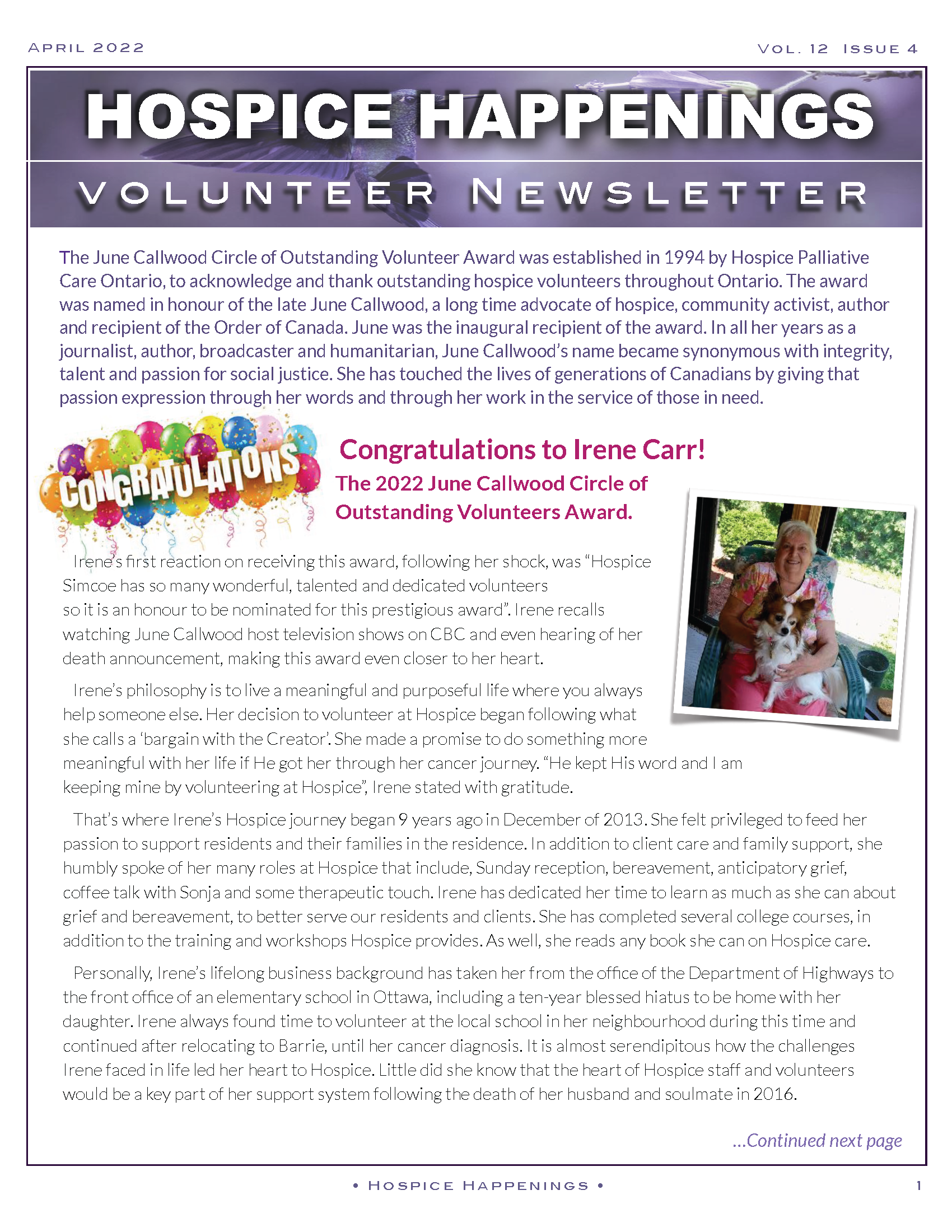 Volunteer newsletter