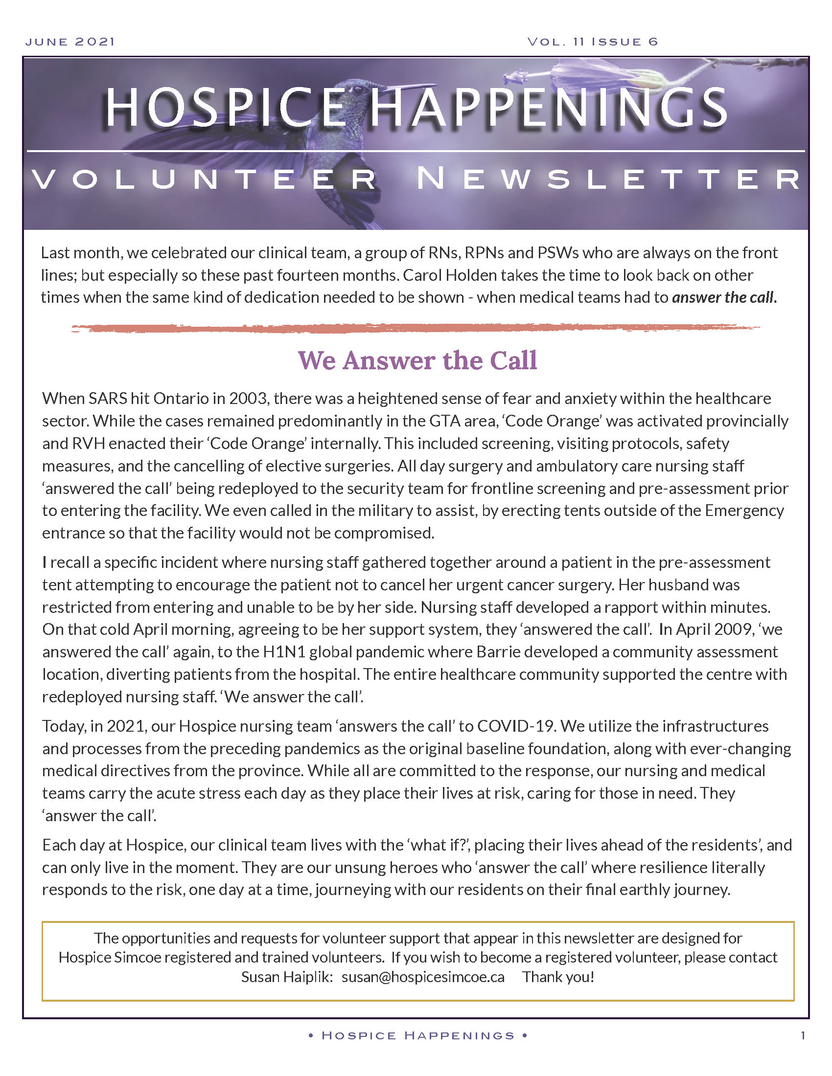 volunteer newsletter